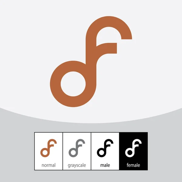D ve F Harfi Logosu. - Vektör