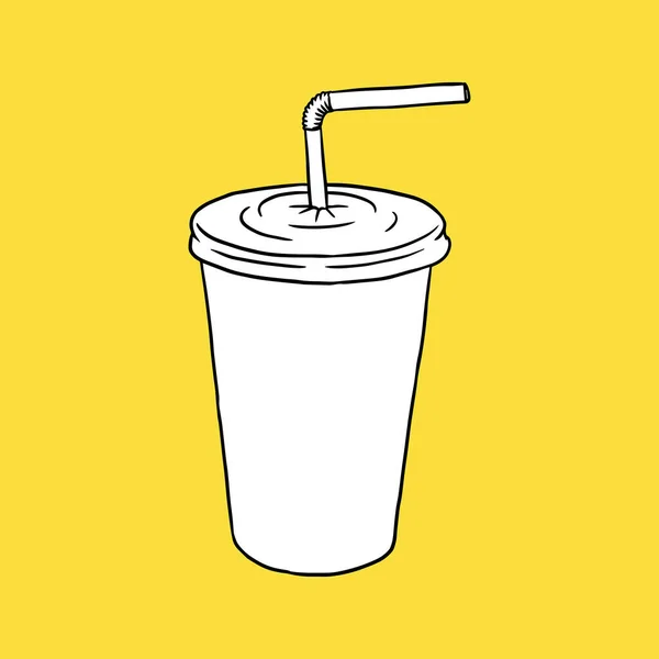 Kola Simgesi Detaylı Çizim Fast Food Concept Sketch Vintage Tarzı — Stok Vektör