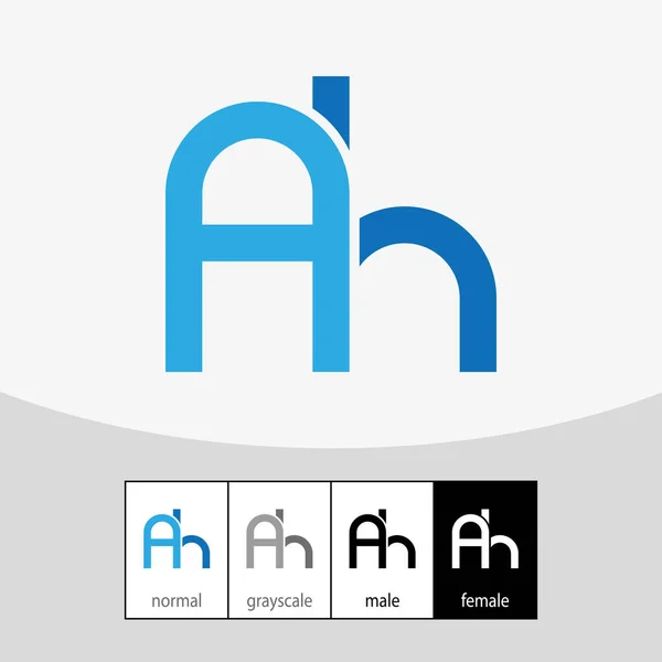 A ve H Harfi Logosu. Mavi renk. - Vektör. Vektör illüstrasyonu