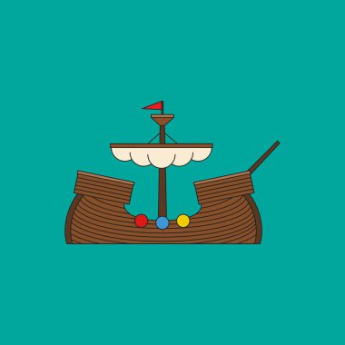 Ortaçağ ticaret gemisi çizimleri. - vektör. Vektör illüstrasyonu