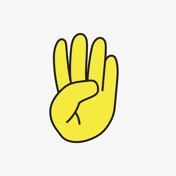 Fyra Finger Hand Tecken Tecknad Stil Vektor Vektorillustration — Stock vektor