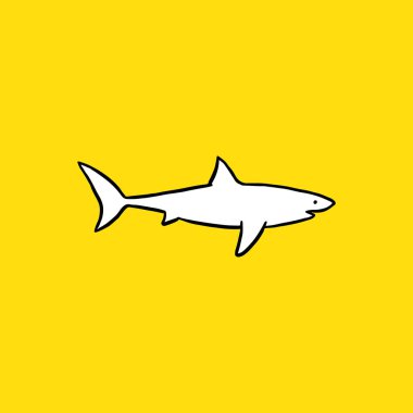 Büyük beyaz köpekbalığı, yan görüş. Elle çizilmiş. - Vektör. Vektör illüstrasyonu