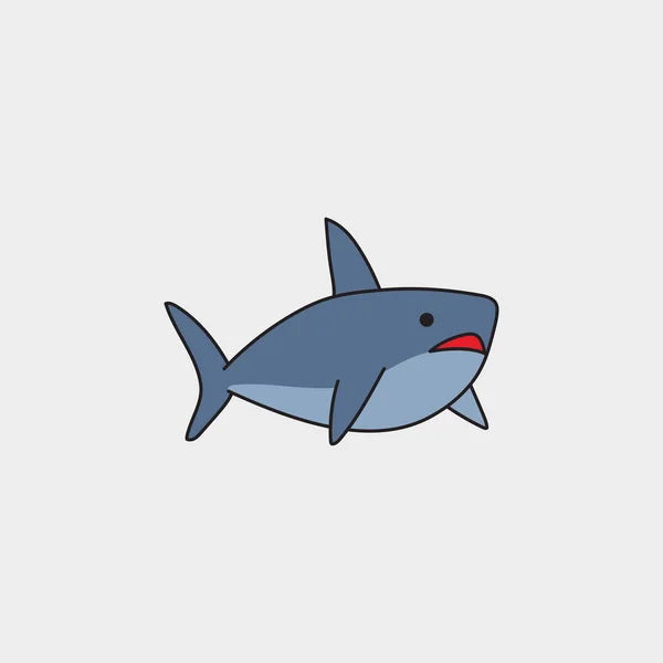 Gran Tiburón Blanco Estilo Dibujos Animados Vector Ilustración Vectorial — Archivo Imágenes Vectoriales