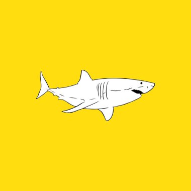 Büyük Beyaz Köpekbalığı, El Çizimi. - Vektör. Vektör illüstrasyonu
