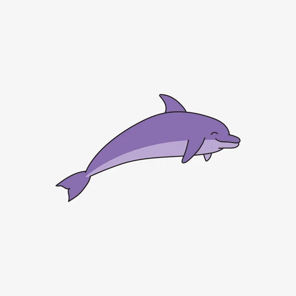 Icona Isolata Vettoriale Dei Delfini Stile Cartone Animato Illustrazione Vettoriale — Vettoriale Stock