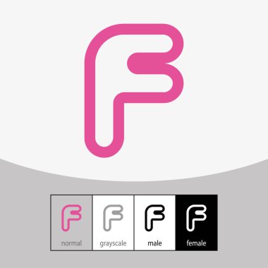 F Harfi Logosu. Pembe renk. - Vektör. Vektör illüstrasyonu