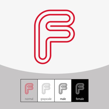 F Harfi Logosu. Kırmızı renk. - Vektör. Vektör illüstrasyonu