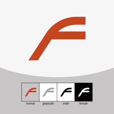 F Harfi Logosu. Kırmızı renk. - Vektör. Vektör illüstrasyonu