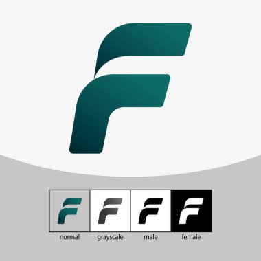 F Harfi Logosu. Yeşil renk. - Vektör. Vektör illüstrasyonu
