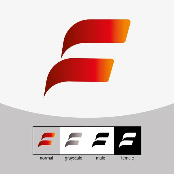 F Harfi Logosu. Kırmızı renk. - Vektör. Vektör illüstrasyonu