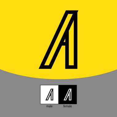 Bir Harf Logosu. Siyah renk. - Vektör. Vektör illüstrasyonu