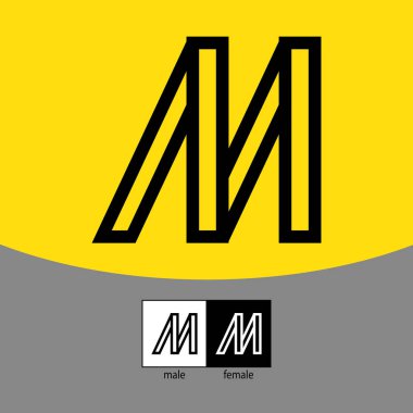 M Harfi Logosu. Siyah renk. - Vektör. Vektör illüstrasyonu