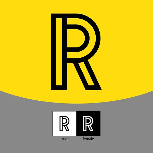 R Harfi Logosu. Siyah renk. - Vektör. Vektör illüstrasyonu