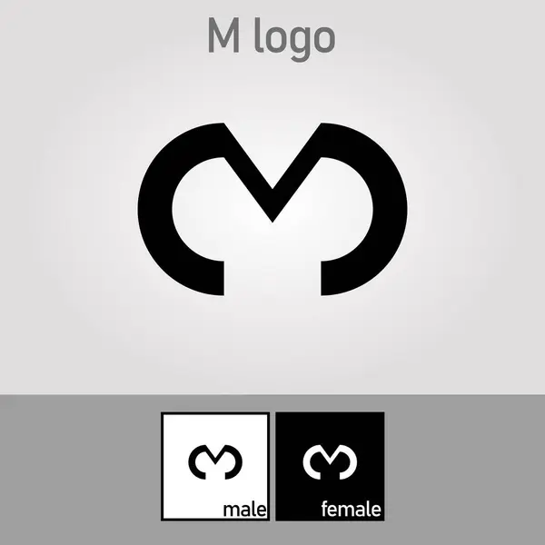 M Harfi Logosu. Siyah renk. - Vektör. Vektör illüstrasyonu