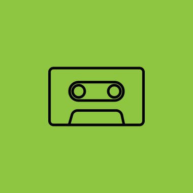Retro Klasik Kaset Sembol Simgesi Simgesi Vektörü. Vektör illüstrasyonu