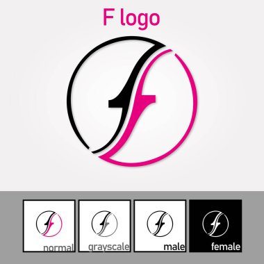 F Harfi Logosu. Mor renk. - Vektör. Vektör illüstrasyonu