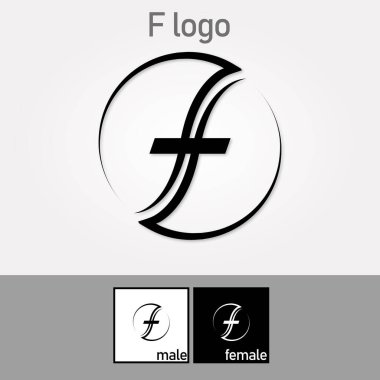 F Harfi Logosu. Siyah renk. - Vektör. Vektör illüstrasyonu