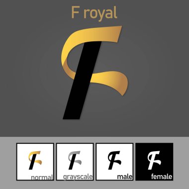 F Harfi Logosu Royal. - Vektör. Vektör illüstrasyonu