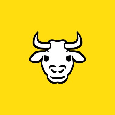 Önden İnek Kafası. Çizim ve çizim stili. Vektör. Kurban Bayramı 'nda. İslam Vektörü illüstrasyonu 