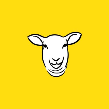 Klasik Koyun Kafası. Sketh ve Çizim Biçimi - Vektör. Kurban Bayramı 'nda. İslam Vektörü illüstrasyonu 