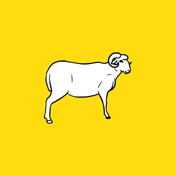 Klasik Koyun Kenarı. Sketh ve Çizim Biçimi - Vektör. Kurban Bayramı 'nda. İslam Vektörü illüstrasyonu 