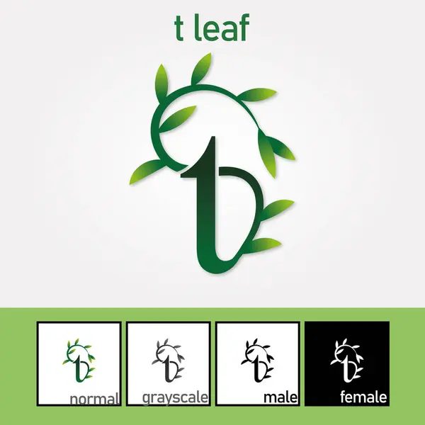 Mektup Logosu. Yeşil renk. Yaprak ve Doğal Stil - Vektör. Vektör illüstrasyonu