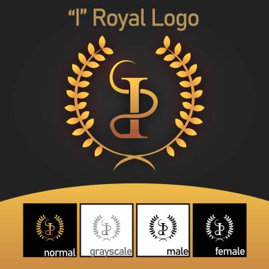 Kraliyet Logosu. Altın Renk Vektörü. Vektör illüstrasyonu