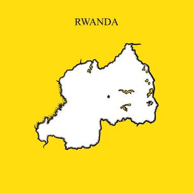 Ruanda 'nın klasik haritası. El çizimi vektör çizimi. Vektör illüstrasyonu
