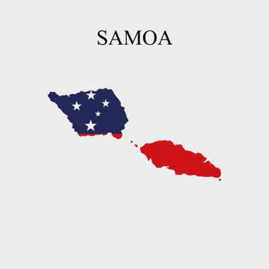 Samoa Haritasında Samoa Bayrağı Vektörü. Vektör illüstrasyonu