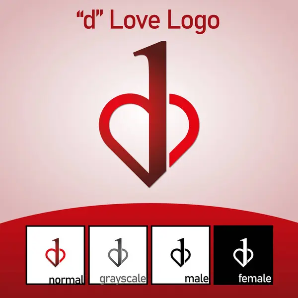 Aşk, D harfinden esinlenilmiştir. Vektör illüstrasyonu