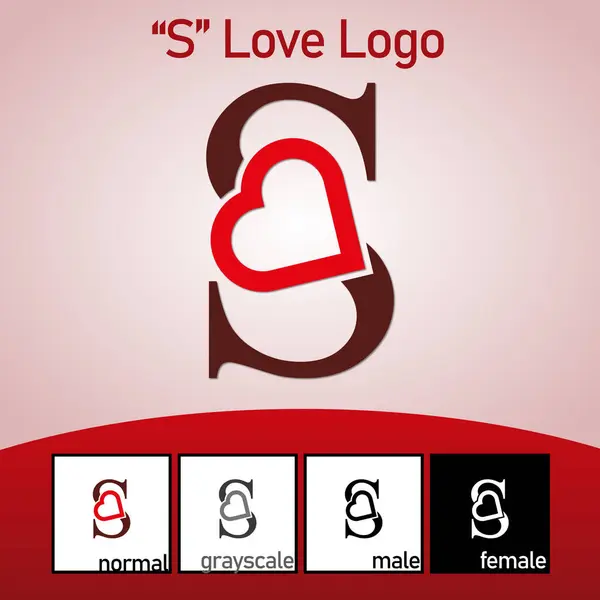 S harfi logosuna ilham veren aşk. Vektör illüstrasyonu