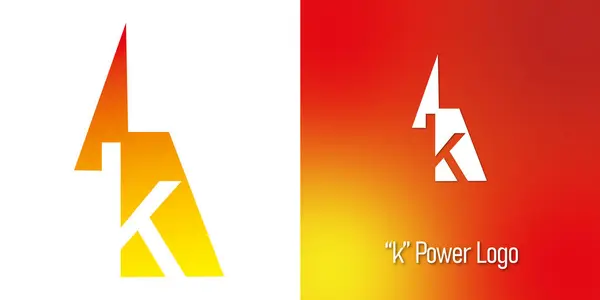 Güç Enerjisi Yıldırım K logosu. Vektör illüstrasyonu