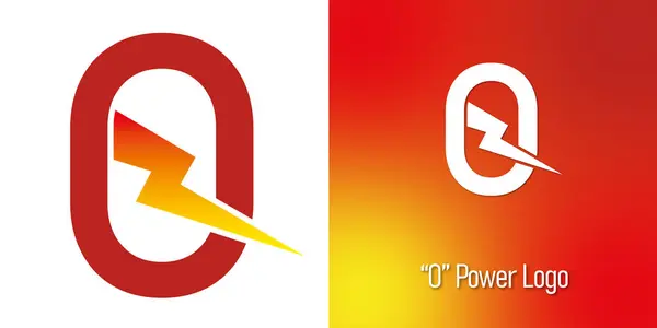 Güç Enerjisi Şimşeği O logosu. Vektör illüstrasyonu