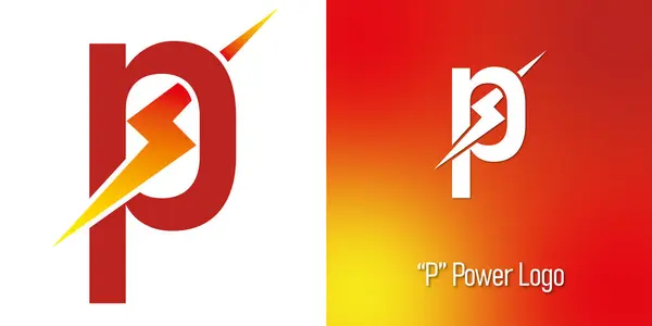 Enerji Yıldırımı P logosu. Vektör illüstrasyonu