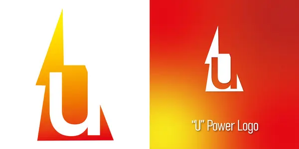 Enerji Yıldırımı U logosu. Vektör illüstrasyonu