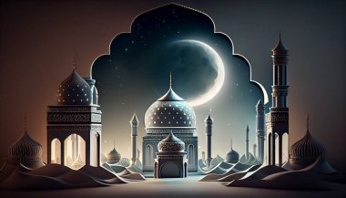 3D Eid Mubarak Design. Banner for islamic banner festivity like eid al adha, fitr, ramadhan, etc.