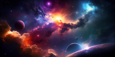 Uzayda güzel bir nebula. Bu görüntünün unsurları Nasa tarafından desteklenmektedir.