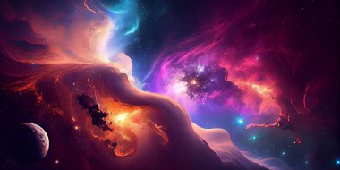 Uzayda güzel bir nebula. Bu görüntünün unsurları Nasa tarafından desteklenmektedir