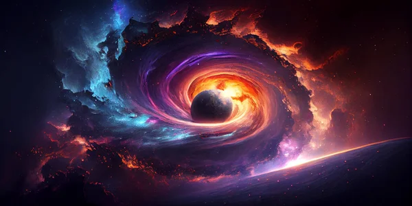 Serie Espacial Interacción Elementos Fractales Colores Sobre Tema Ciencia Cosmos — Foto de Stock