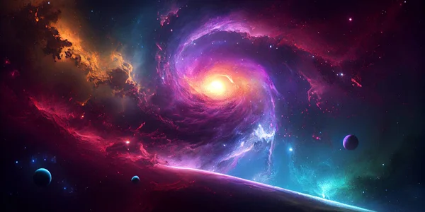Beautiful Galaxy Colorful Nebula Elements Image Furnished Nasa Illustration — Stock Photo, Image
