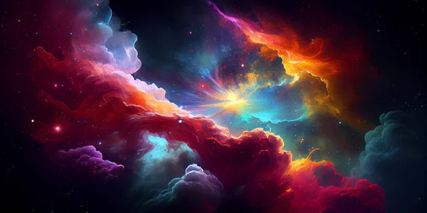 Space Series Backdrop Fractal Clouds Nebula Subject Science Education Technology — Stock Photo, Image