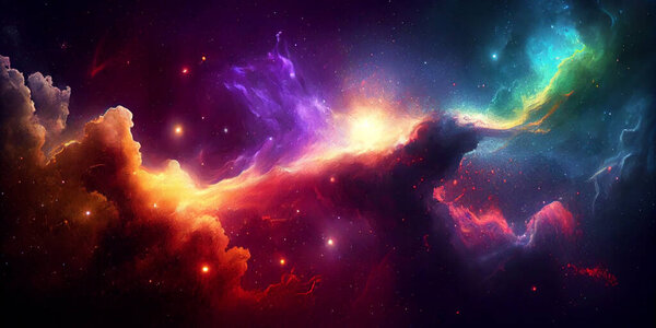 Space series. backdrop of fractal nebula and cloud on the subject of science, cosmos, astronomy, technology