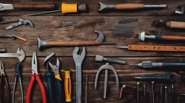 Stock image tools set of different elements for repair and working on wood.