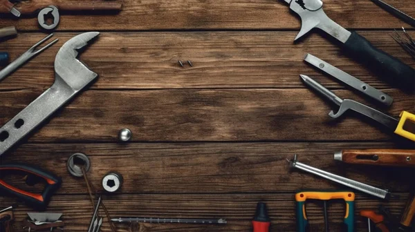 木製の背景のツールのセット — ストック写真