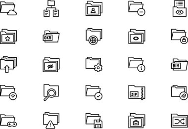 Dizin simgeleri koleksiyonu düzenlenebilir felçli bir vektör illüstrasyonudur.