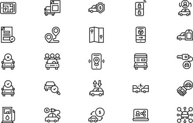 Araba paylaşım simgeleri koleksiyonu düzenlenebilir felçli bir vektör illüstrasyonudur.