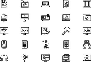 Video günlük simgeleri koleksiyonu düzenlenebilir felçli bir vektör illüstrasyonudur.