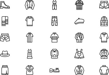 Bahar giysi simgeleri koleksiyonu düzenlenebilir felçli bir vektör illüstrasyonudur.