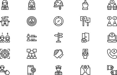 Yüzleşme simgeleri koleksiyonu düzenlenebilir felçli bir vektör illüstrasyonudur.