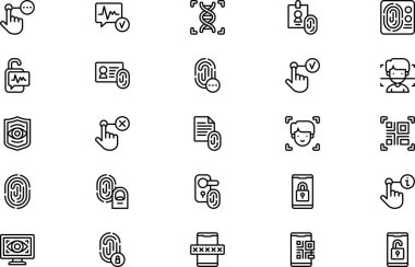 Biyometrik simge koleksiyonu düzenlenebilir felçli bir vektör illüstrasyonudur.
